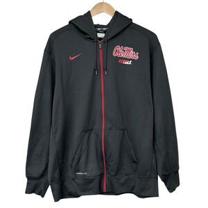Nike Therma Fit Mens Size 3XL Ole Miss Rebels Zip Up Hoodie Jacket Dark Gray Red